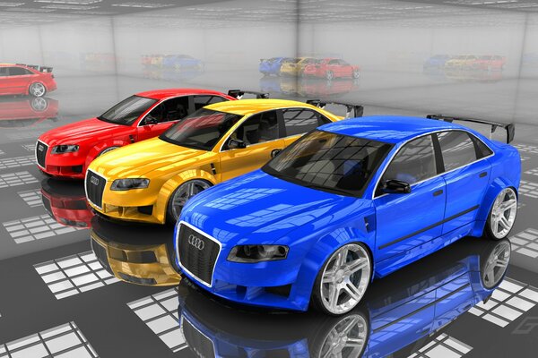 Audi en trois variations de couleurs