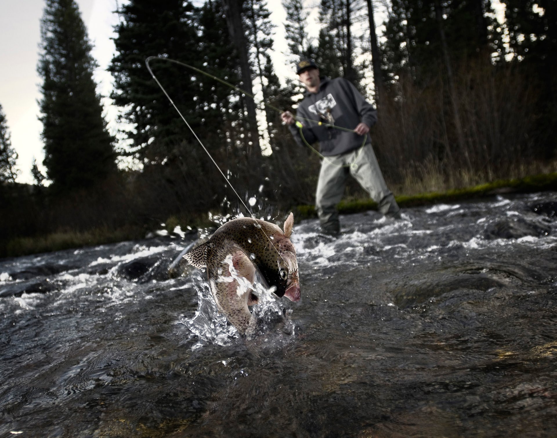 pêcheur pêche poisson splash découpage chance