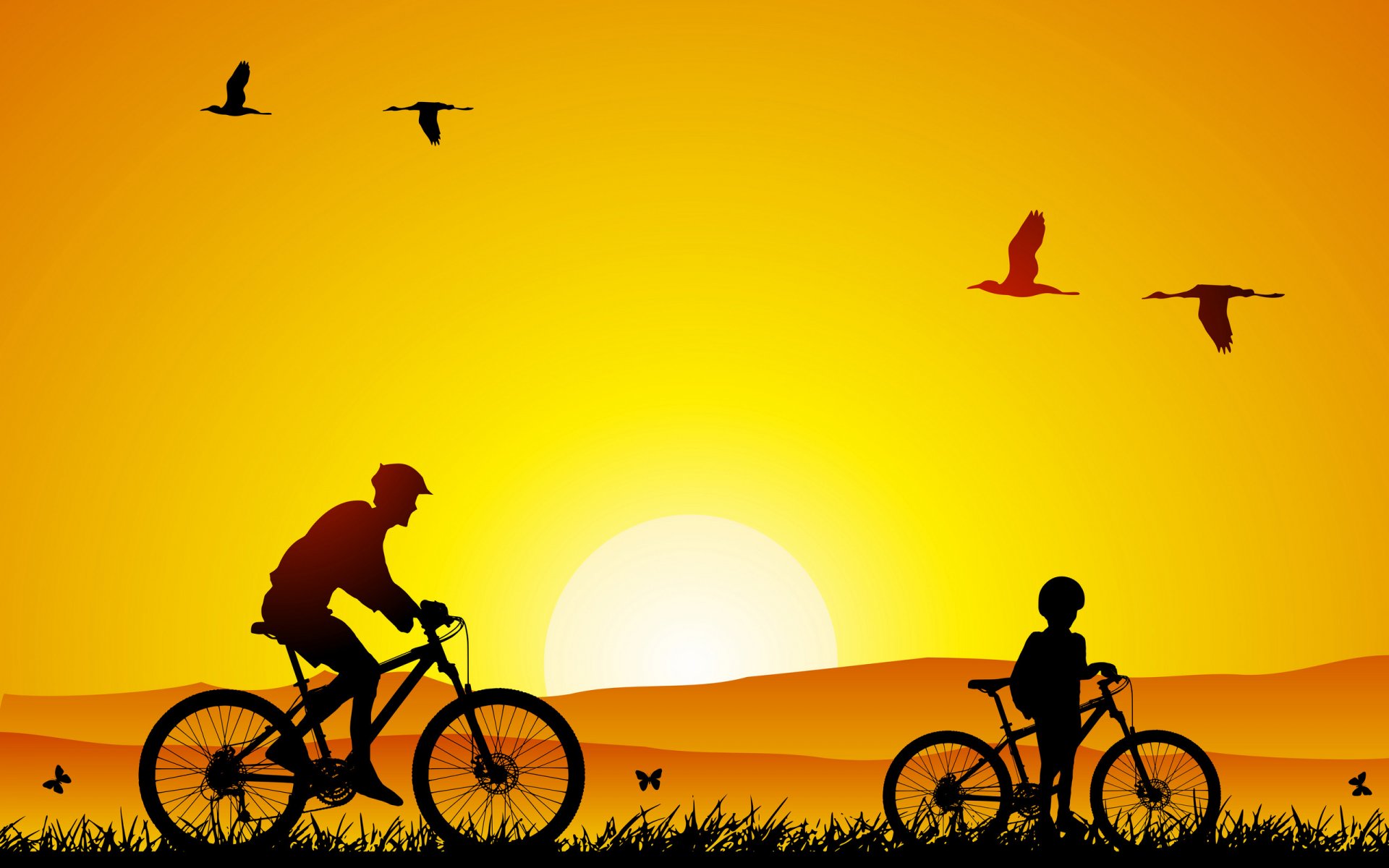 humeurs humeur minimalisme marche papa fils vélos nature oiseaux
