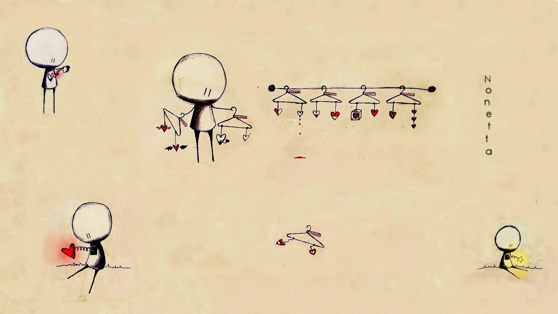 nonetta hommes abstraction coeurs amour