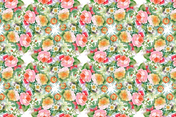 Fond d écran avec des fleurs roses et des motifs