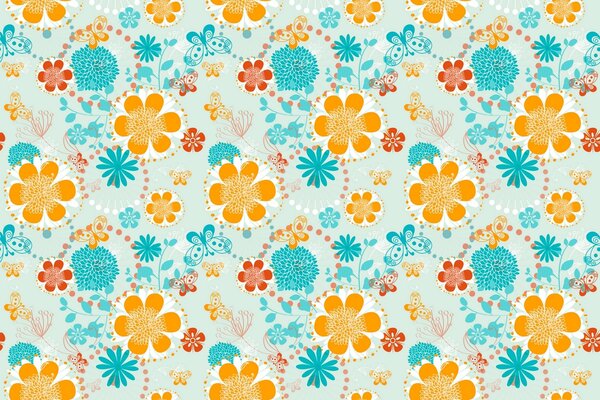 Motif, fleurs et papillons en papier