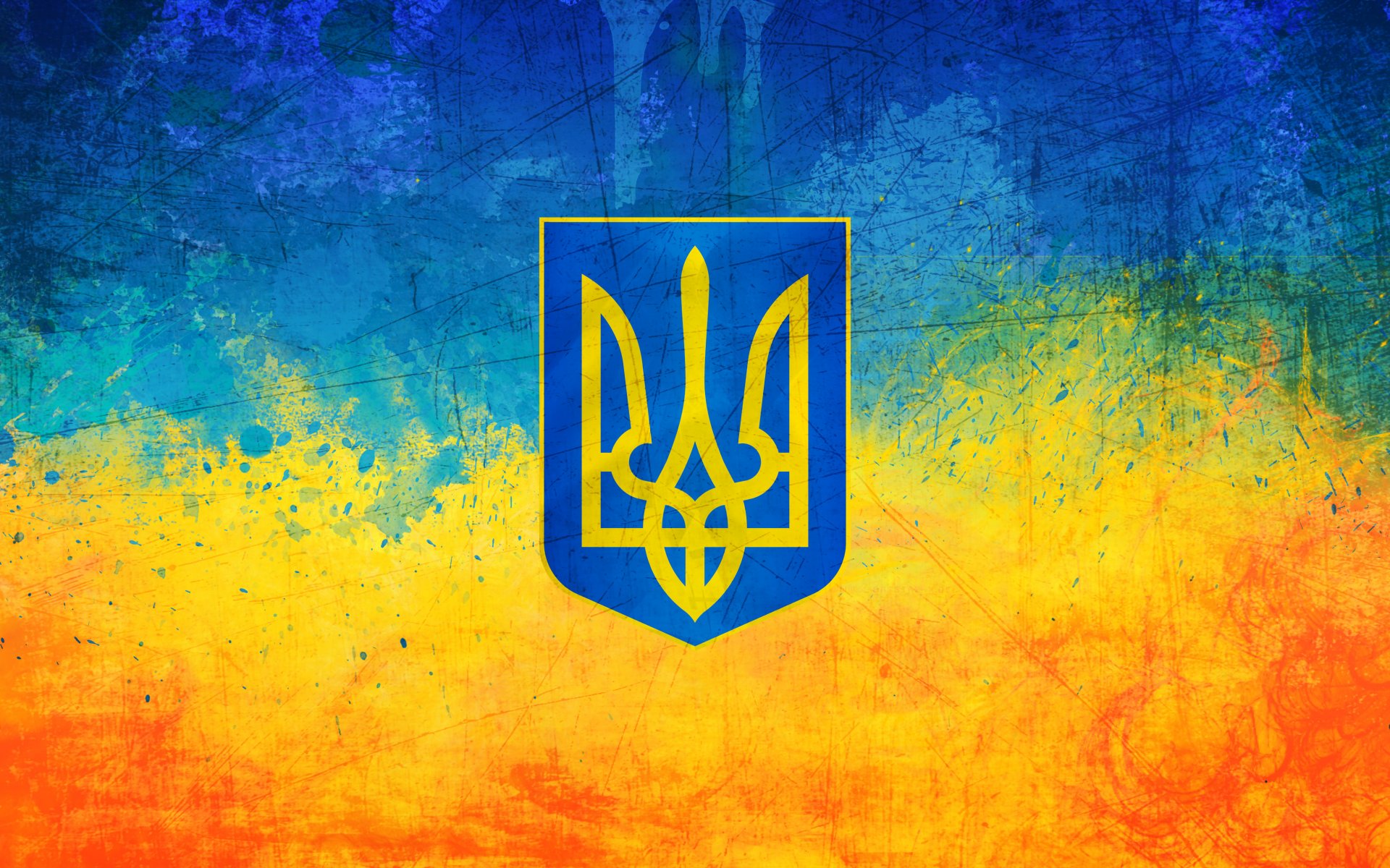 ukraine ukraine drapeau armoiries trident jaune bleu