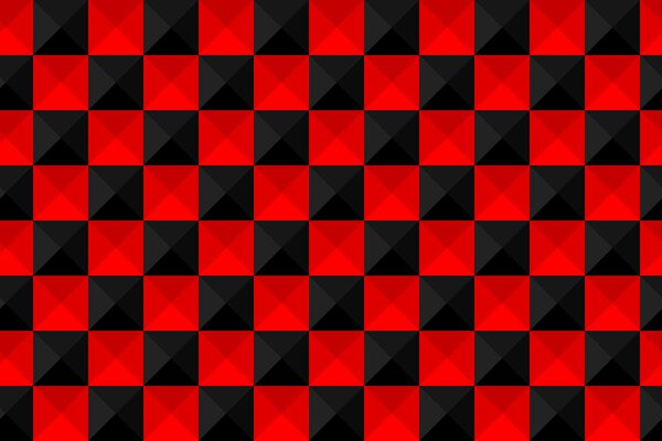 Échiquier rouge et noir. Volumétrique