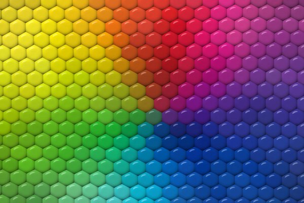 Image des hexagones volumétriques arc-en-ciel