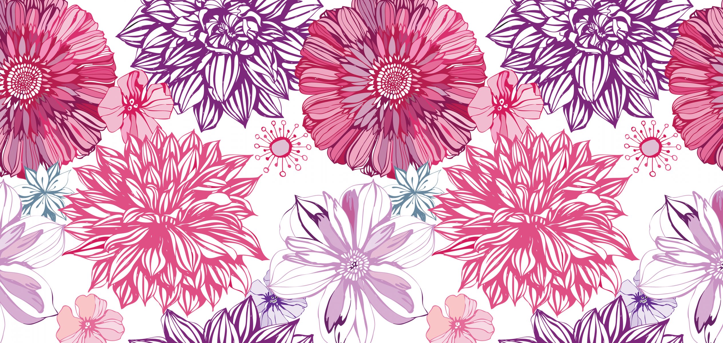asters dahlias bourgeons vecteur dessin art