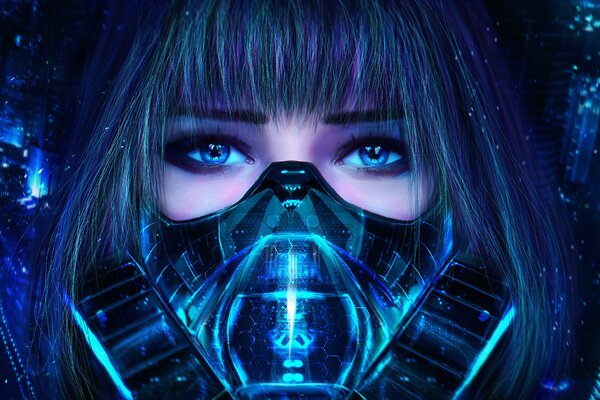 Le regard de la jeune fille sous le respirateur