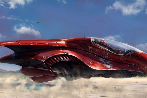 Avion à grande vitesse dans le désert