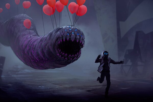 L homme s enfuit et le ver le suit