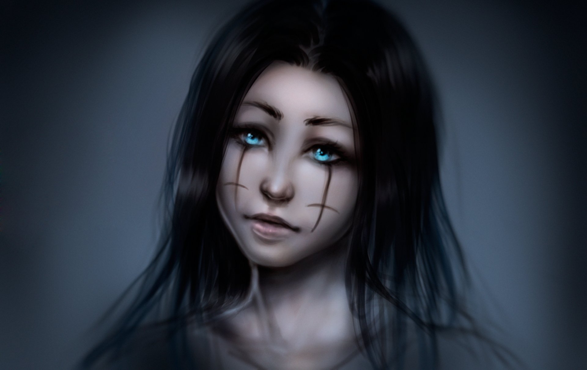 fille yeux bleus portrait gros plan