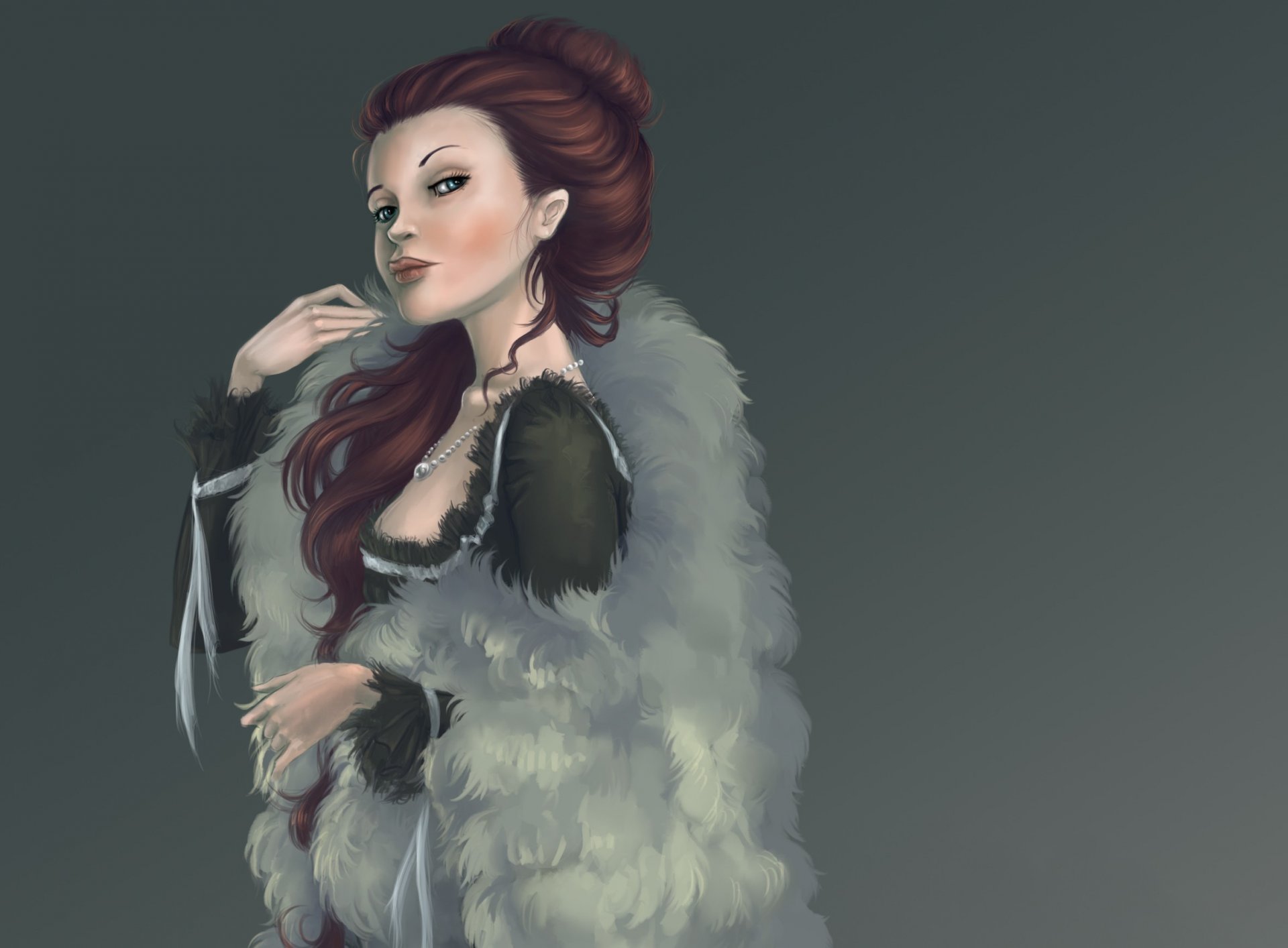 art fille robe fourrure