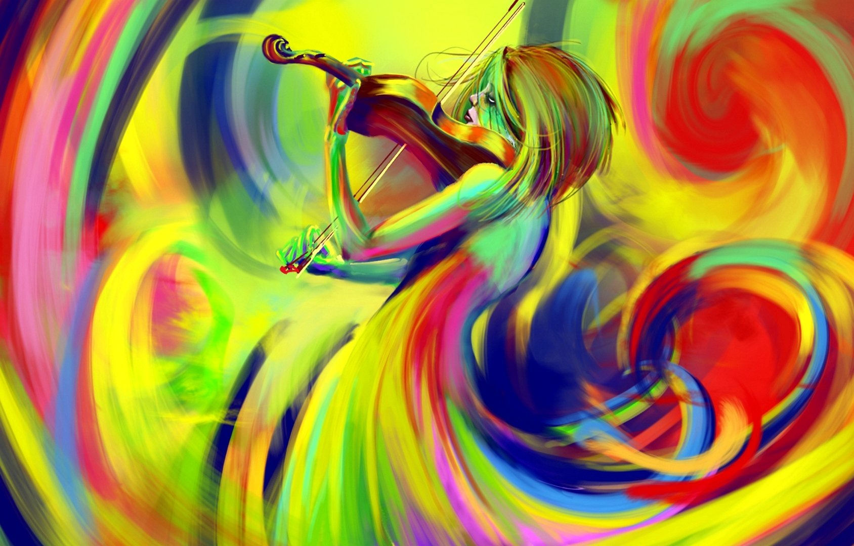 dessin couleurs arc en ciel violon arc