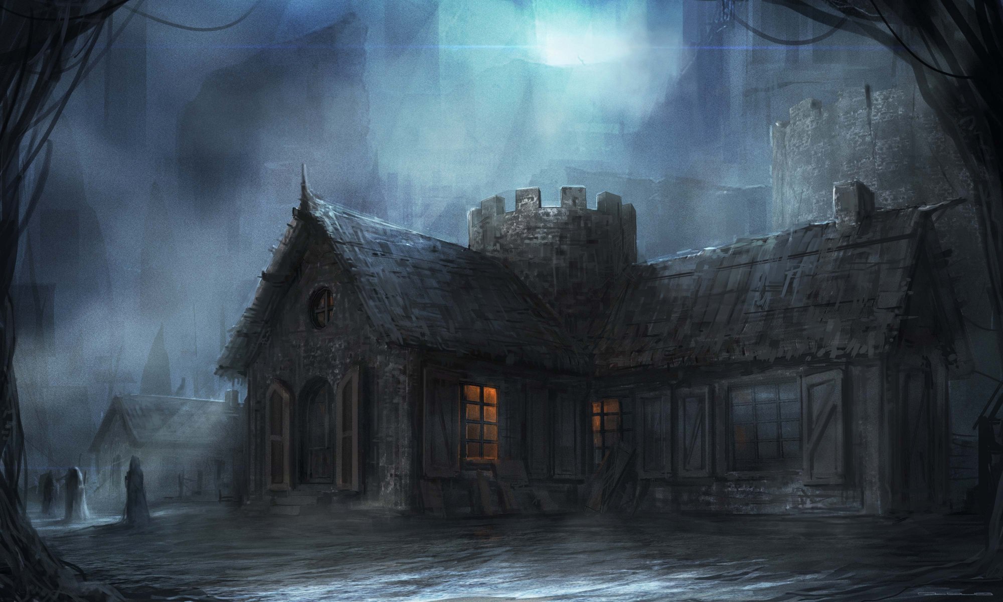 art cloudminedesign ville bâtiment sombre nuit