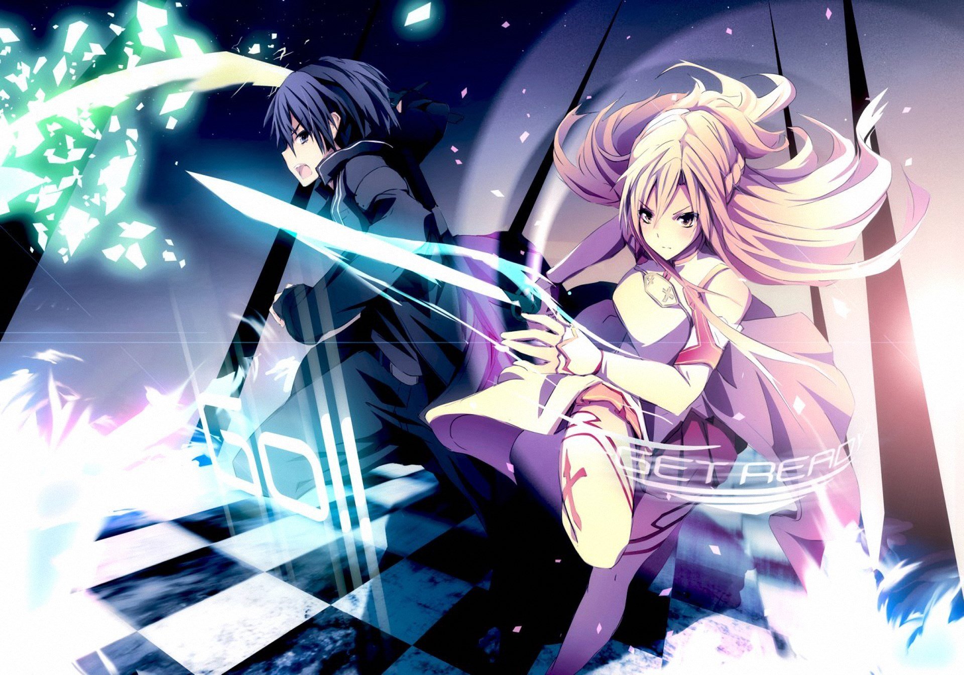 anime art de l épée en ligne sao fille gars asuna kirito épées magie maîtres de l épée en ligne art de l épée en ligne
