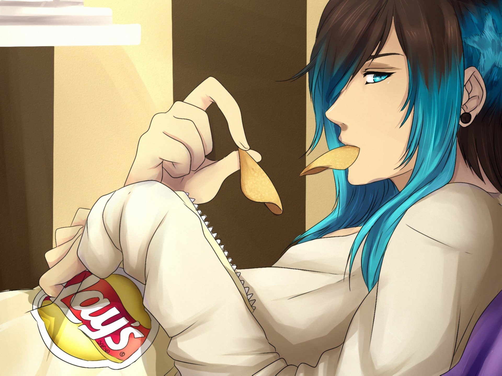 art garçon chips nourriture