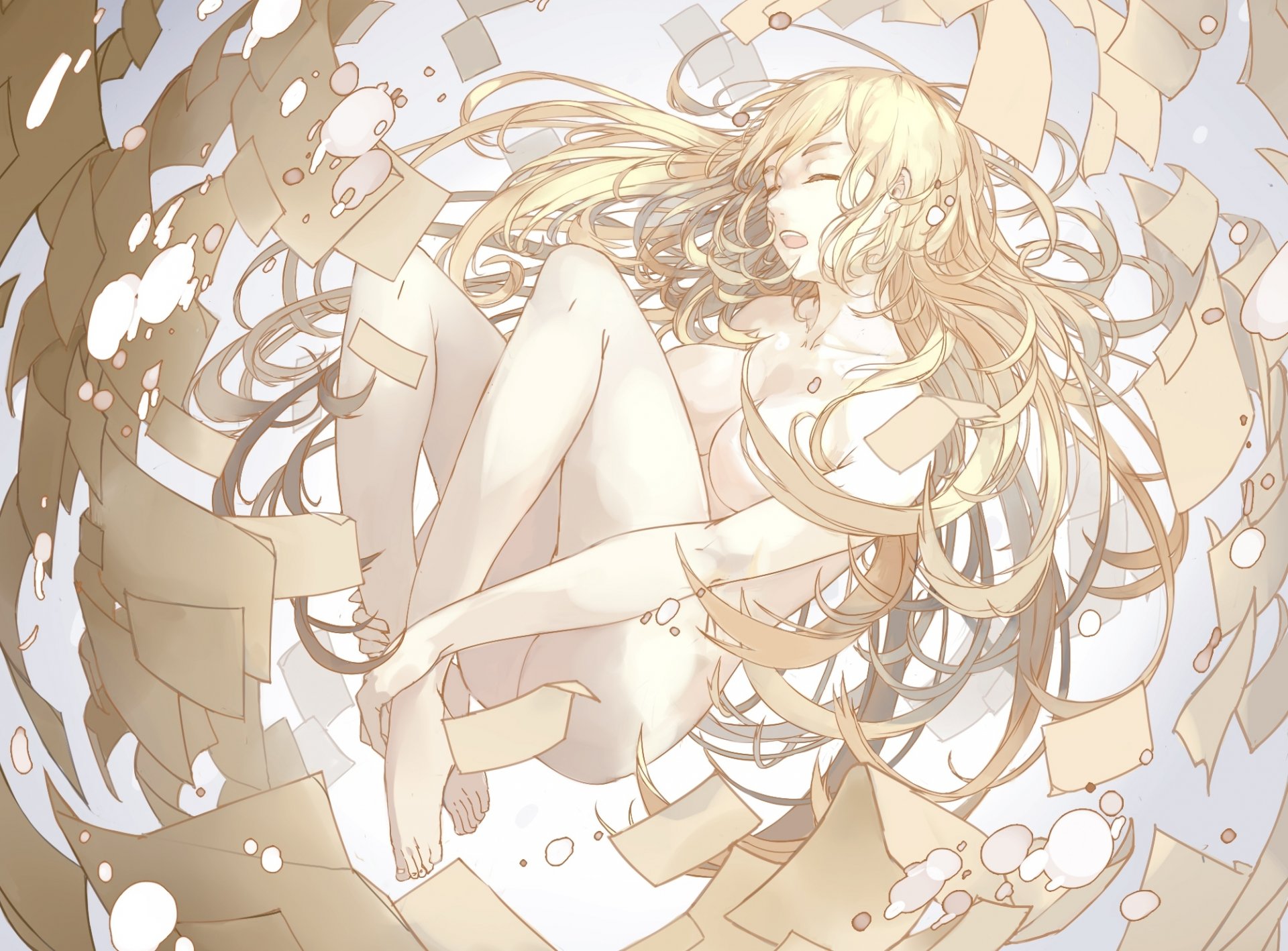 art neuf fille nue anime papier seins