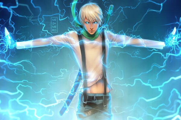 Anime Guy émet des ondes électriques