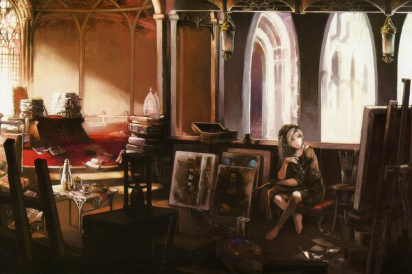 Jeune fille assise pieds nus près de malbert