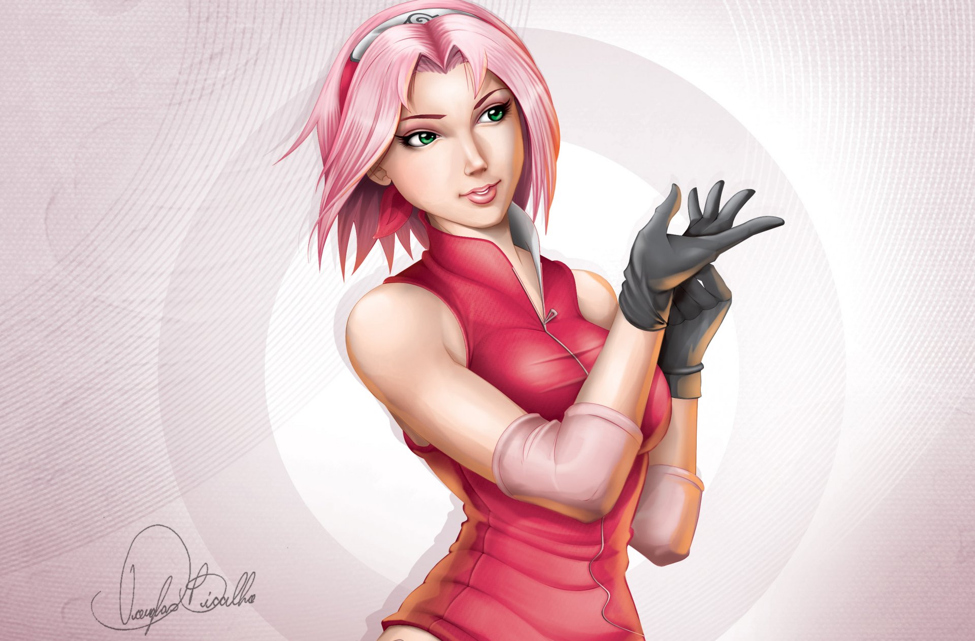 art douglas bicalho naruto sakura haruno sakura gants bandeau ninja sourire