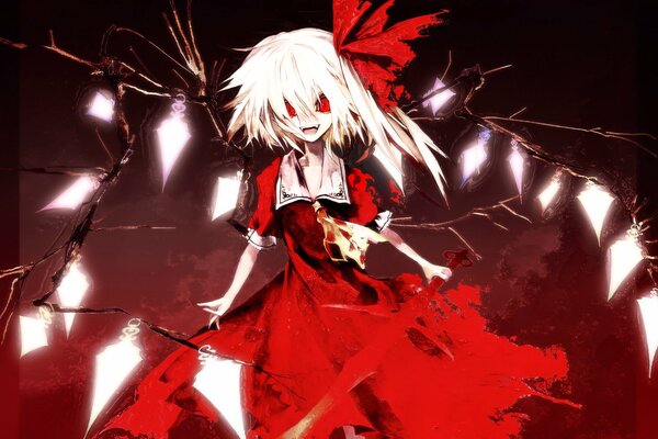 Anime girl avec des yeux rouges