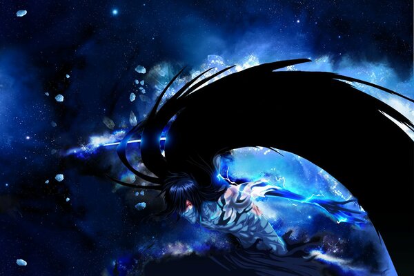 Bande noire sur le ciel bleu