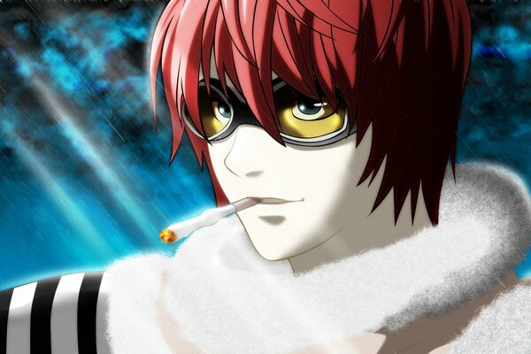 Personnage d anime Yagami Light avec cigarette