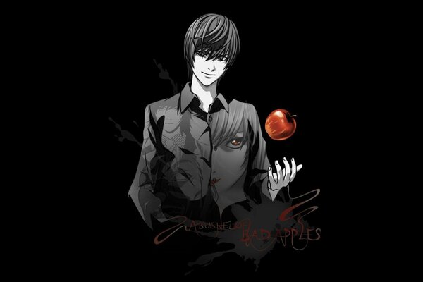 Anime Kira avec une pomme dans les mains