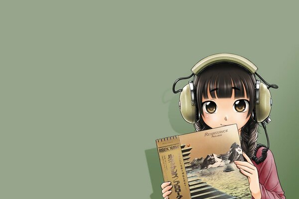 Fille avec une plaque et un casque anime