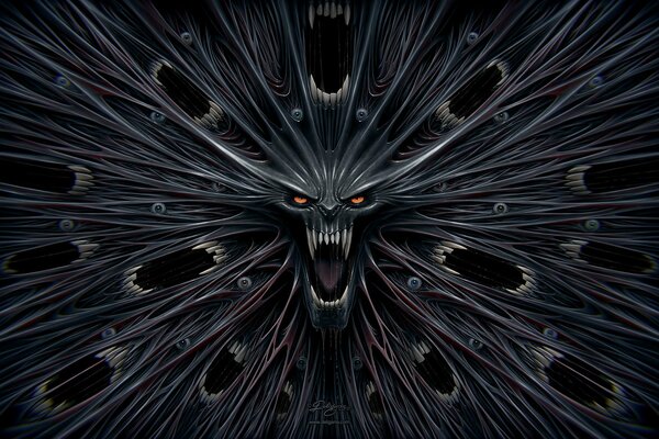 Visage de monstre avec beaucoup de bouches