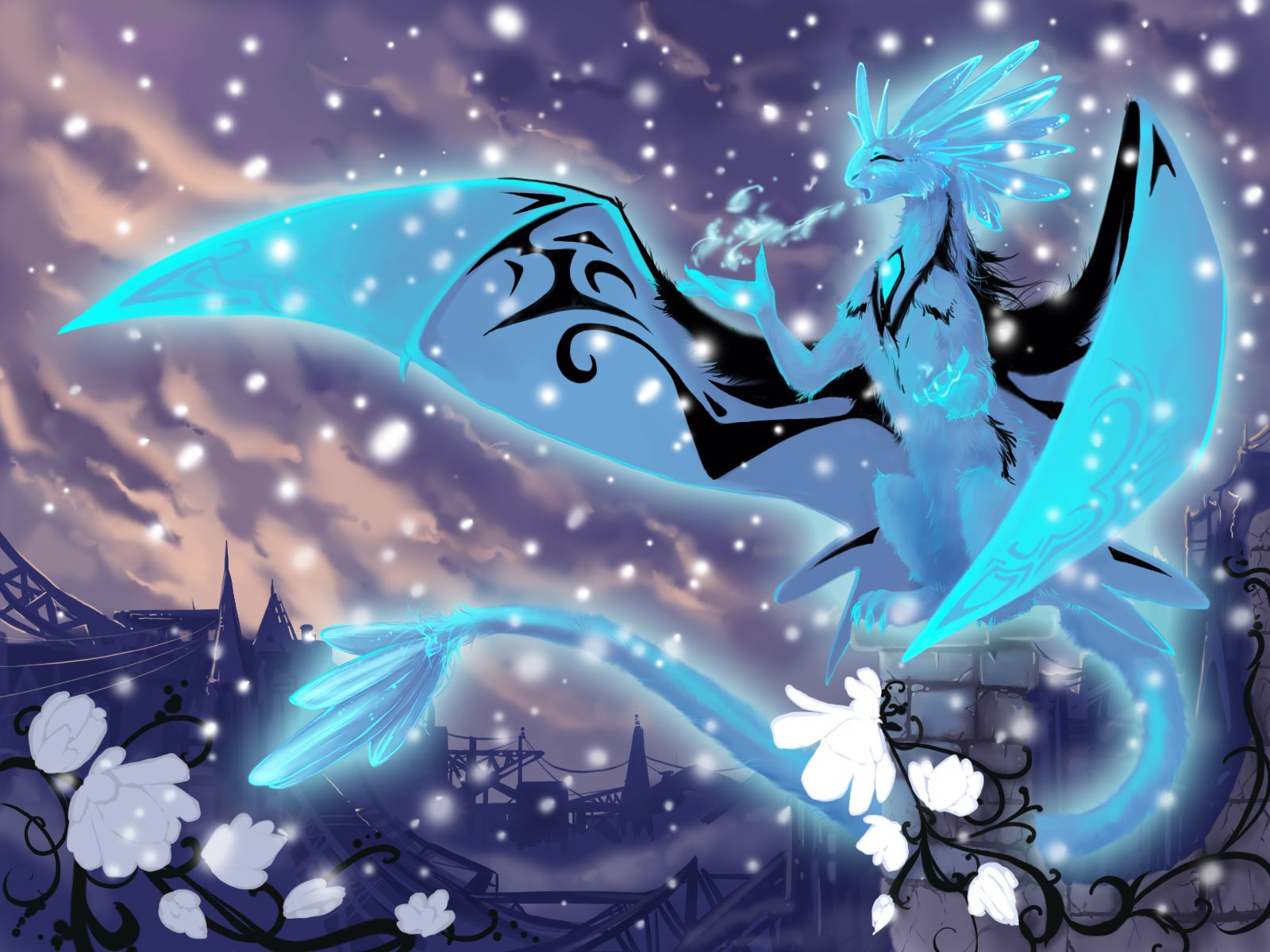 fantasy dragon élément neige cristaux froid