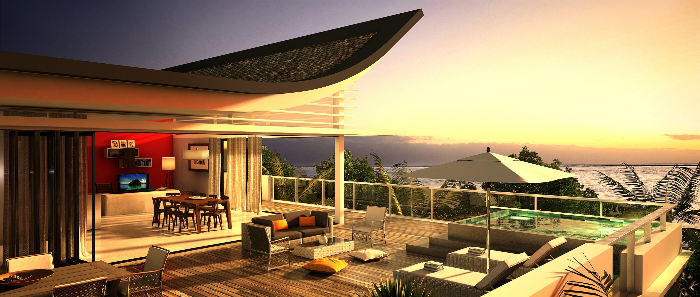 intérieur style design maison villa penthouse espace de vie terrasse