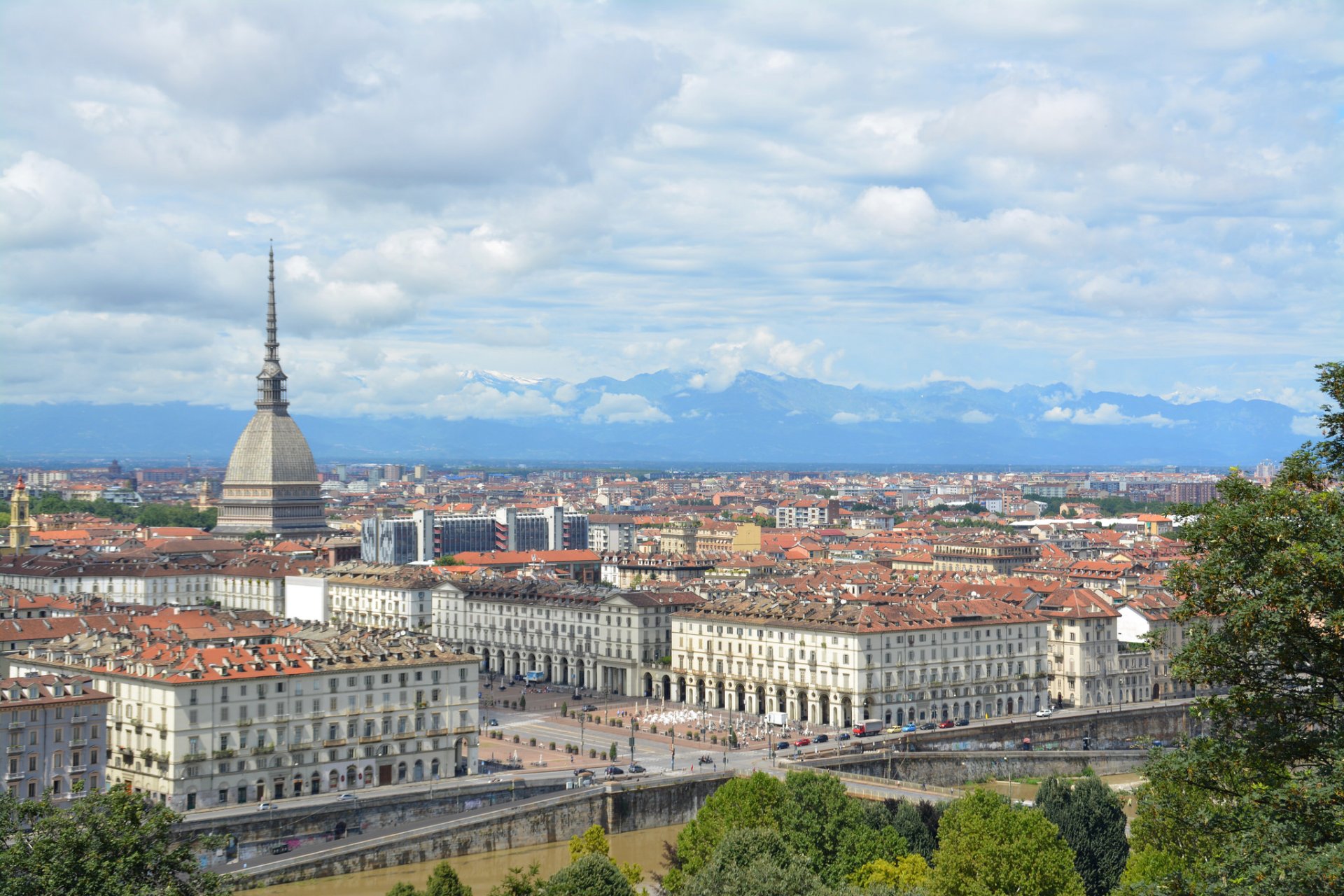 turin italie maisons rivière pont trimestre ciel panorama