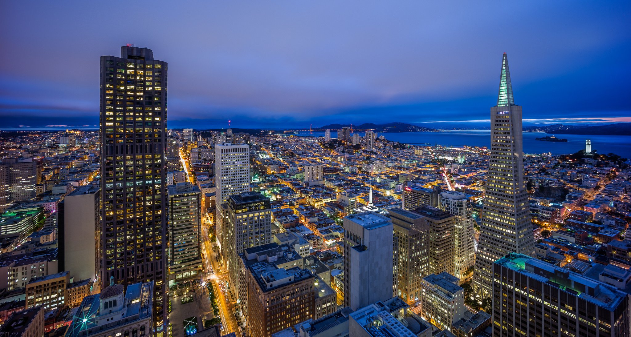 san francisco californie ville de nuit panorama bâtiments tour