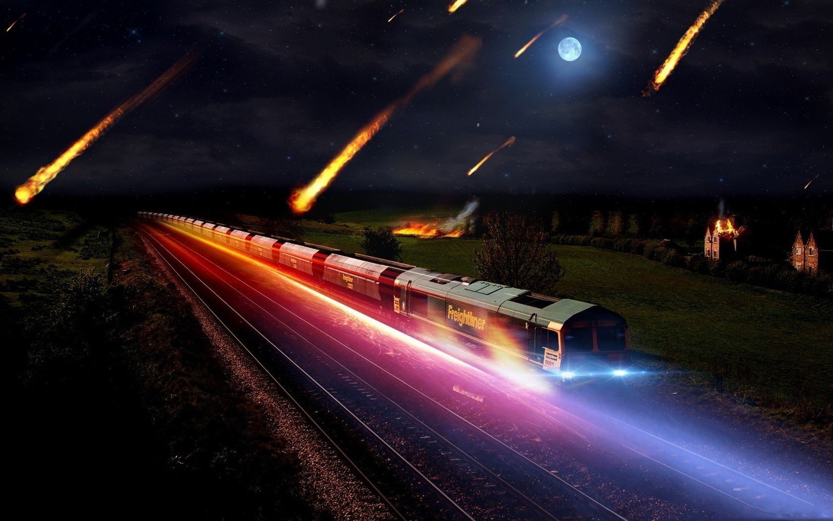 metrorite train lueur nuit lumières