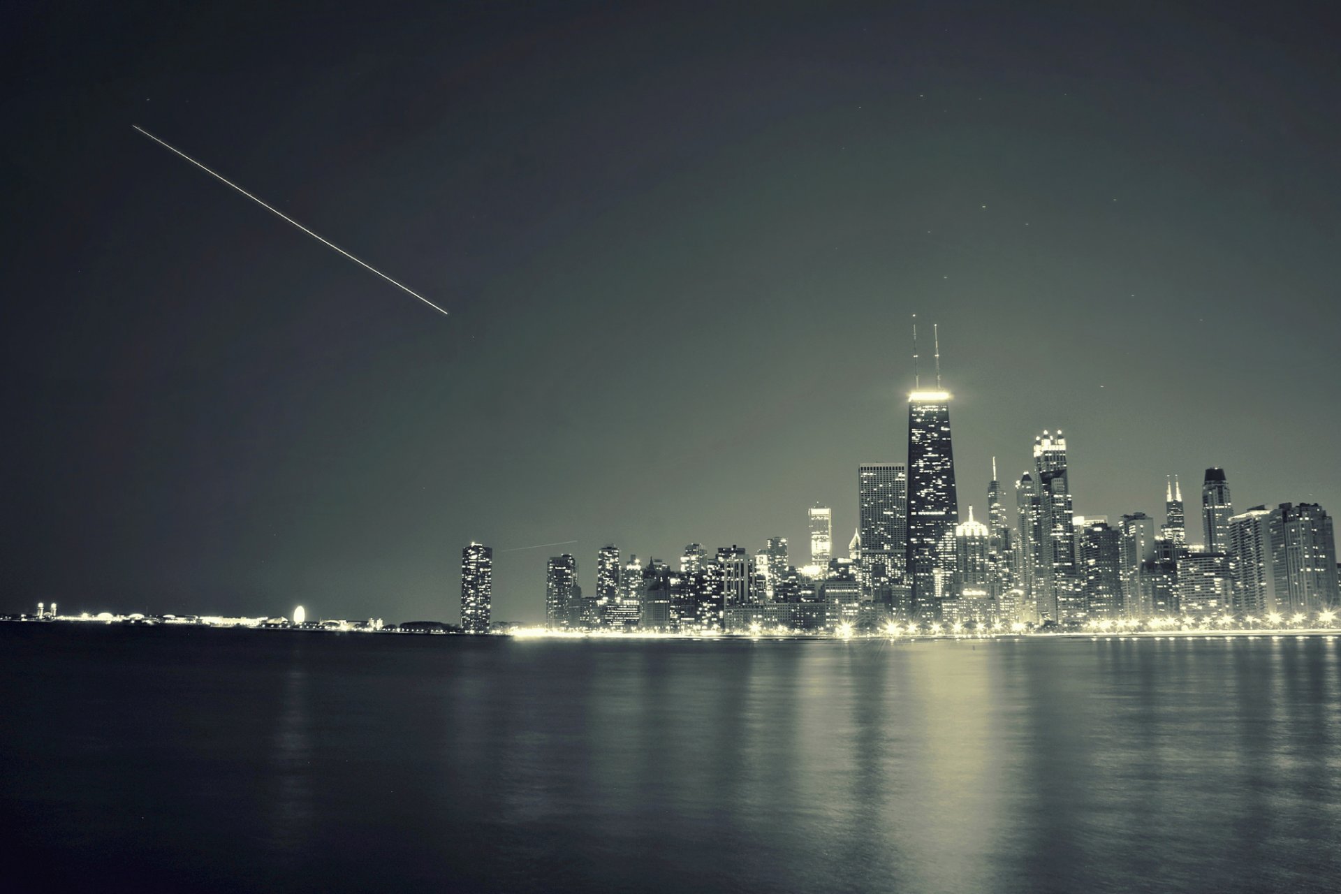 chicago illinois ville rivière gratte-ciel nuit lumières