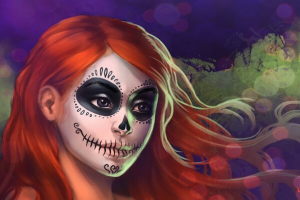 Fille avec maquillage pour Halloween