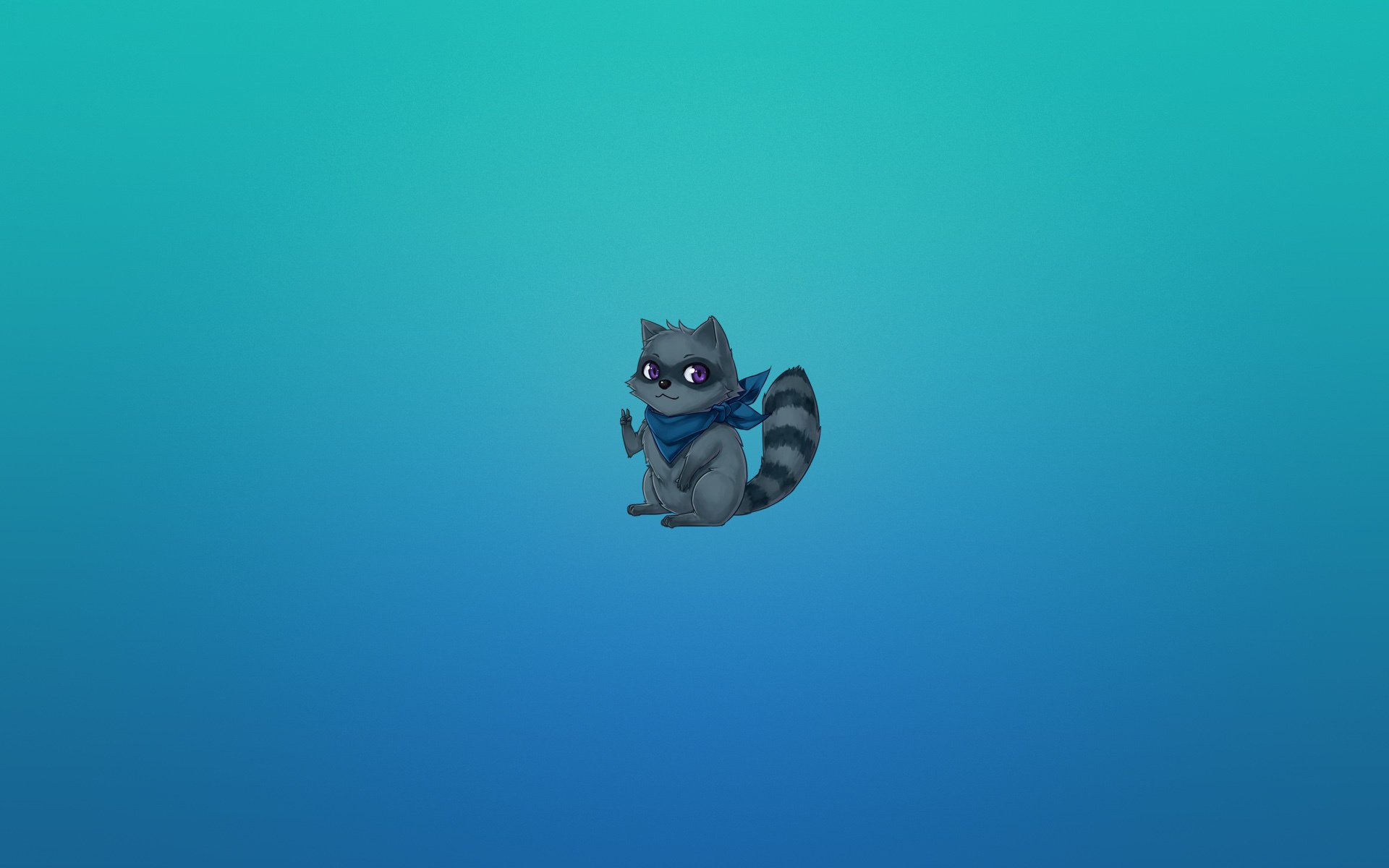 raton laveur rayé anime queue animal fond bleuté