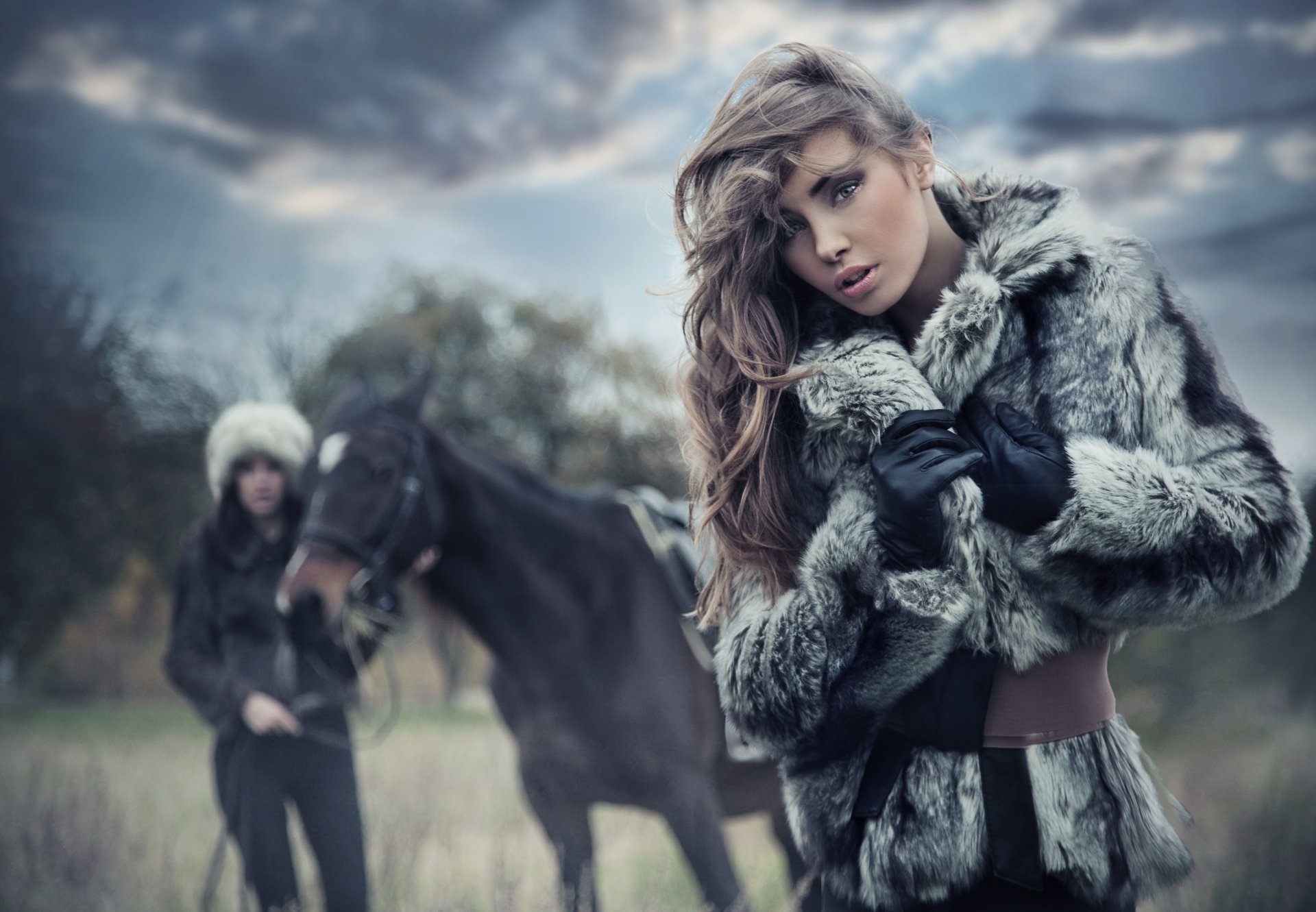 filles nature cheval