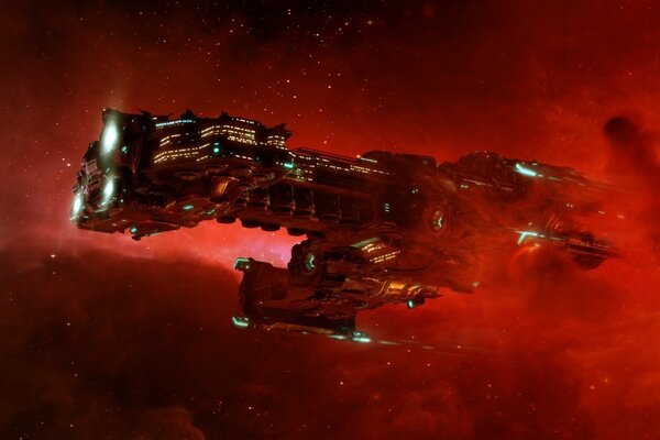 Un vaisseau intergalactique stellaire se faufile sur terre