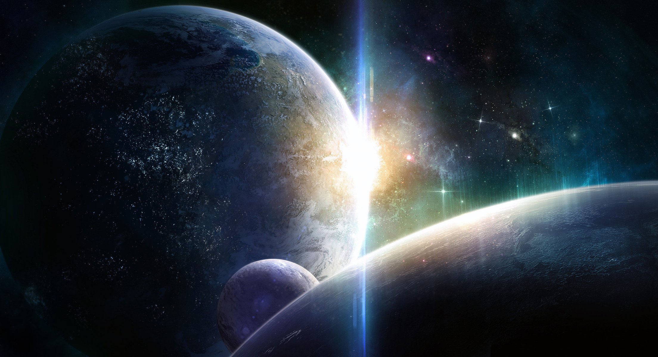 étoiles lumière planètes lunes lumières civilisation