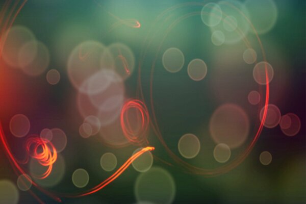 Reflets et cercles sur fond vert