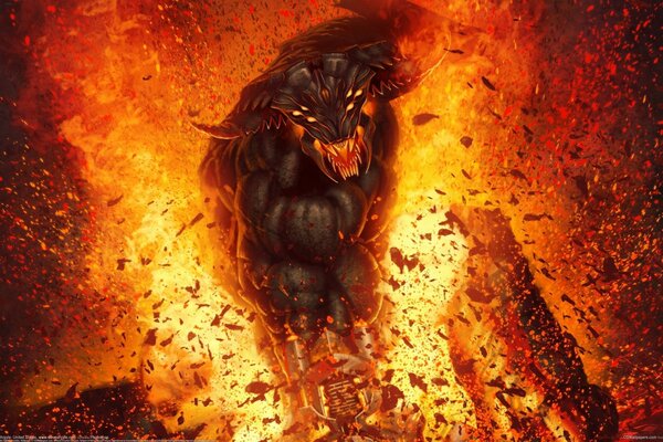 Les yeux du démon en feu