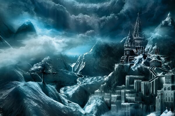 Une ville fantastique dans les nuages