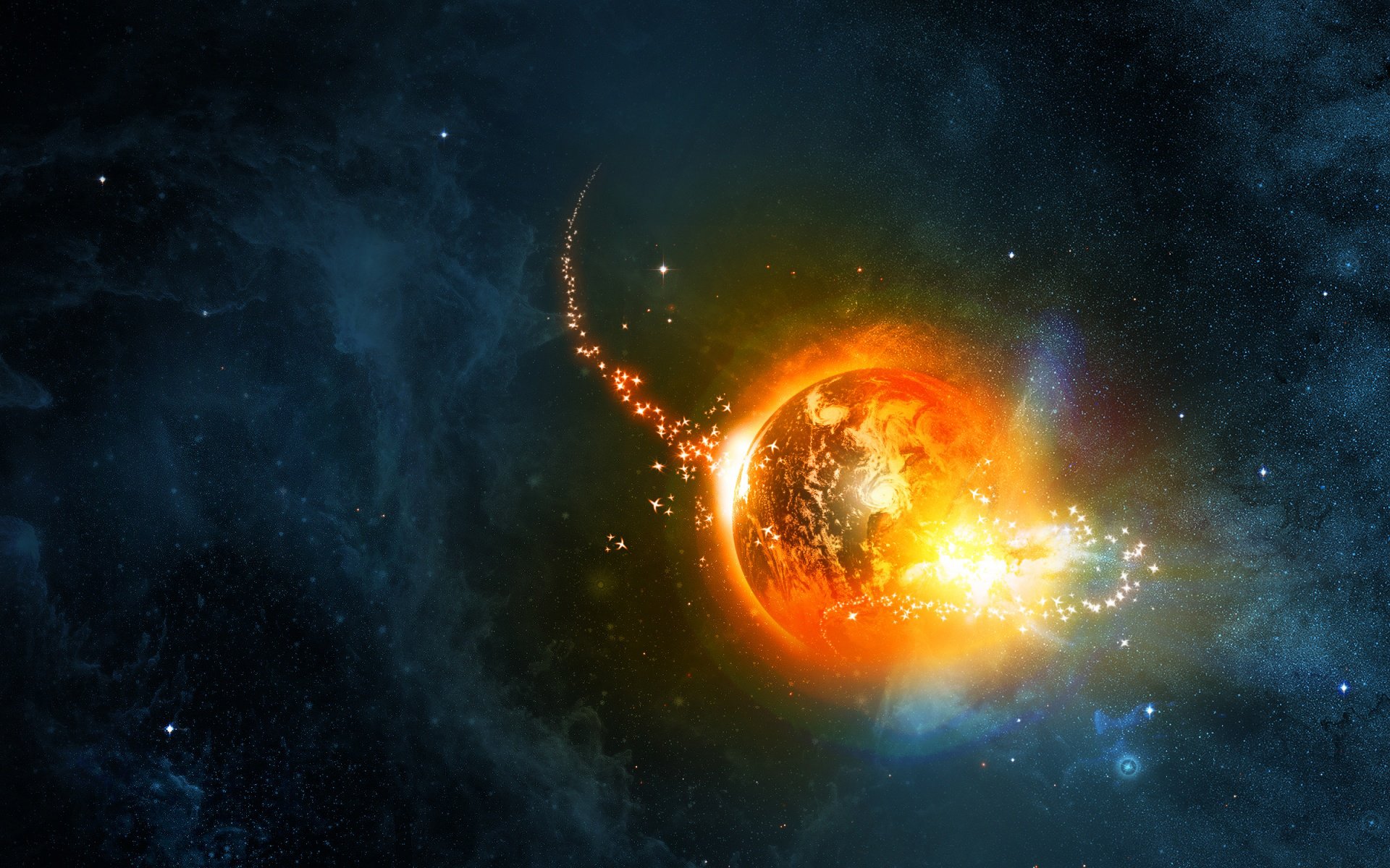 planète terre anomalie étoiles nébuleuse