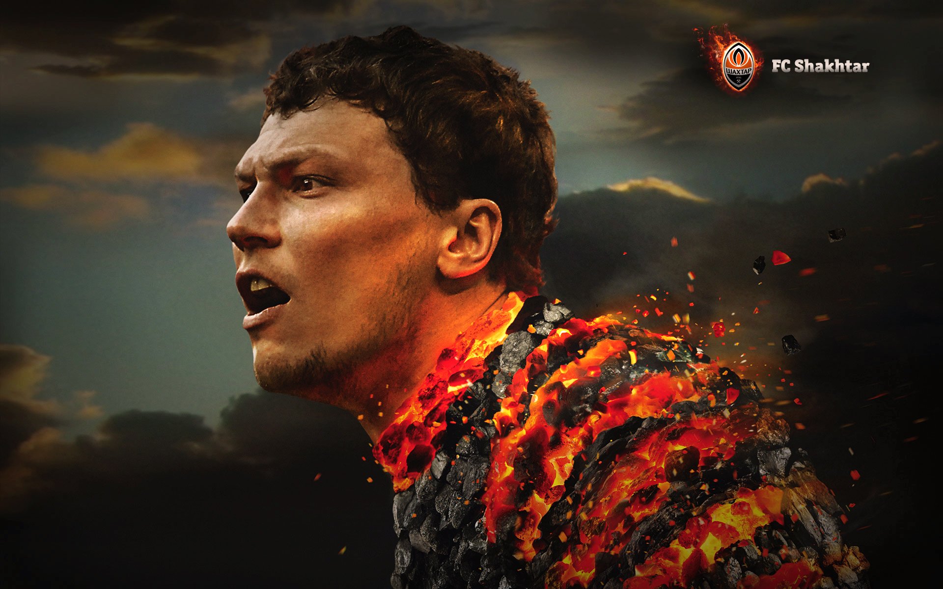 andrei pyatov mineur football joueur sport visage braises feu