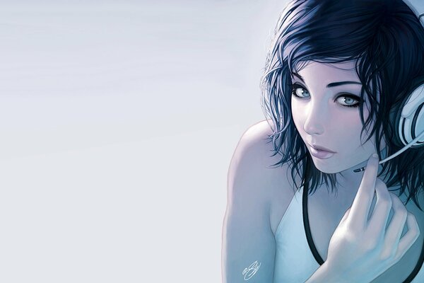 Dessin d une jolie fille dans un casque