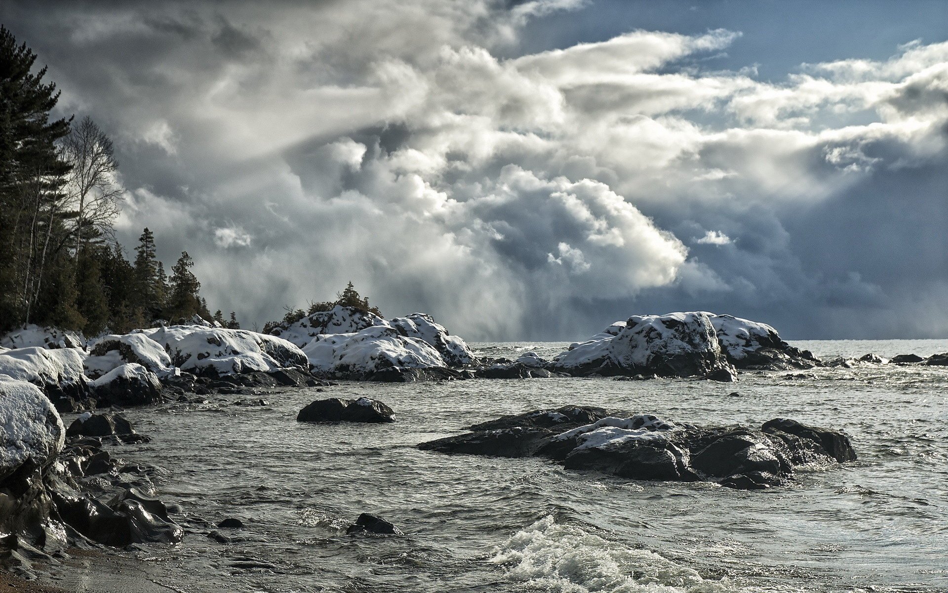 lac ciel paysage froid élément