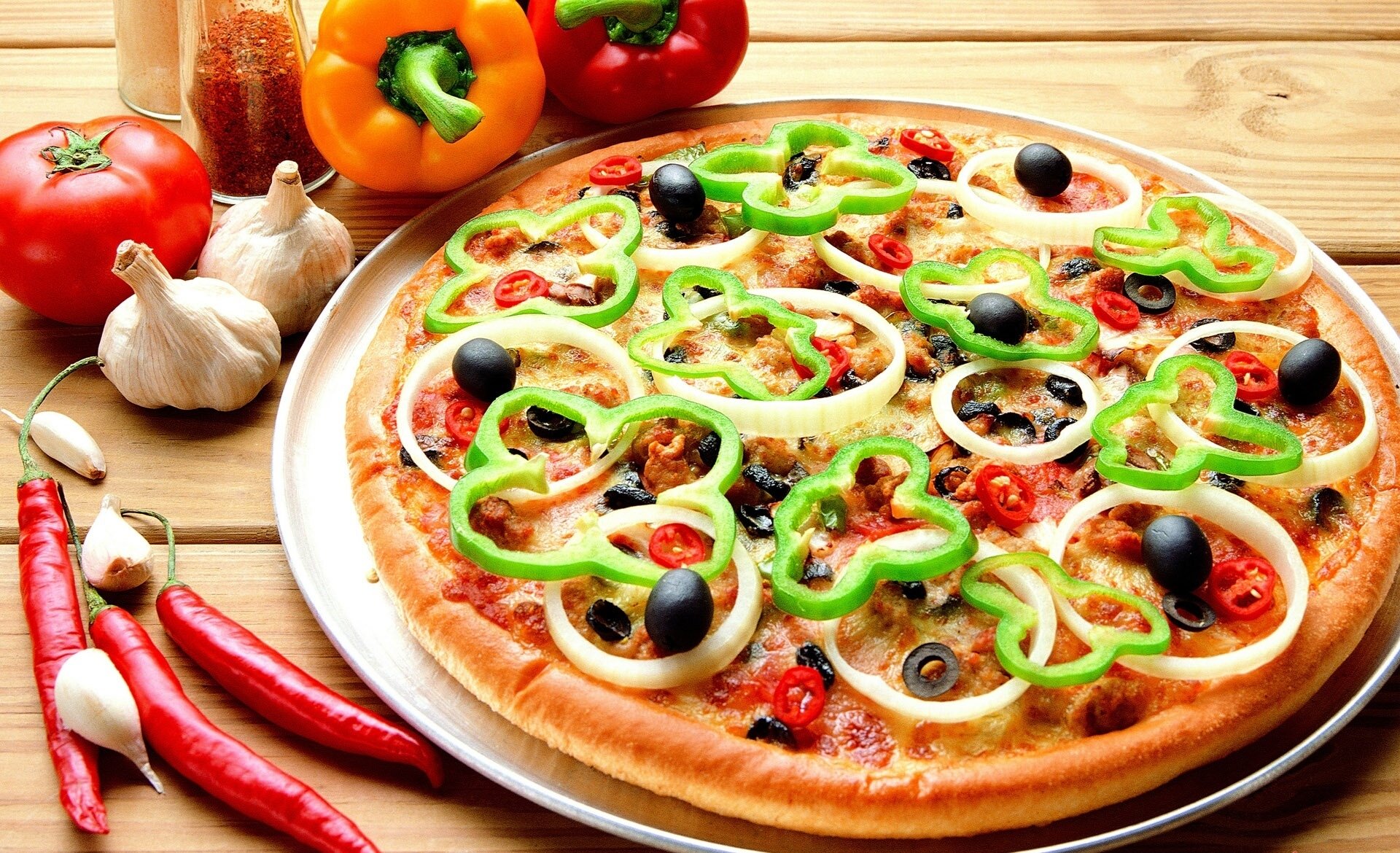 nourriture nourriture pizza délicieux poivron ail tomate piment olives olives oignon