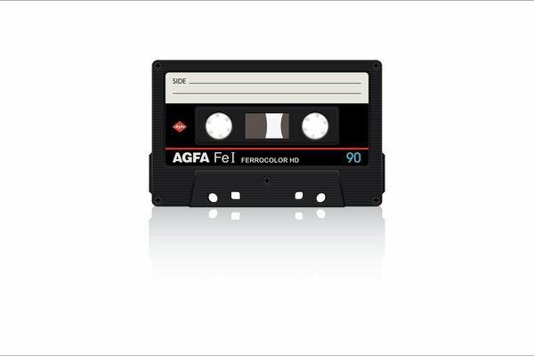 Image d une cassette audio dans un style rétro sur fond blanc
