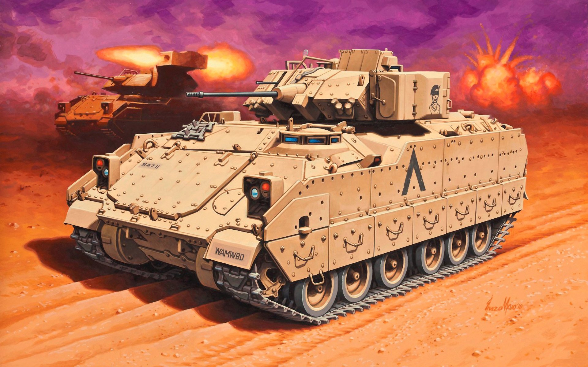art m2a2 bradley bmp américain combat machine infanterie infanterie combat machine bradley nommé en l honneur général omar bradley créé 1970-s sous l influence soviétique bmp-1 et allemand marder équipage 3 personnes. débarquement 6 personnes. calibre canons 25 mm m242 pu